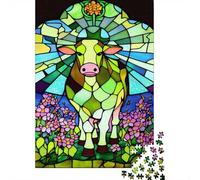 Cow Stained Glass Style 1000 Pieces Puzzles for Adults & Teenager Teenager Man Woman Gift 1000pcs (38x26cm)