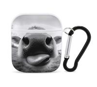 Cow Sticking Out It Tongue Trendy Bluetooth Earbuds Protector Cute Wireless Earbud Case Covers Compatible with Airpods 1/2