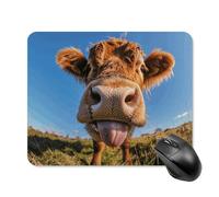 Cow Sticking Out Tongue Mouse Pad Square Laptop Mouse Mat Cute Computer Mousepad Keyboard Pad Non-Slip Desk Pads for Gaming Office Work Home 20 * 25cm