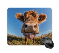 Cow Sticking Out Tongue Mouse Pad Square Laptop Mouse Mat Cute Computer Mousepad Keyboard Pad Non-Slip Desk Pads for Gaming Office Work Home 25 * 30cm