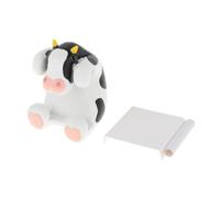 Cow Sticky Note Holder Decorative Statue Tabletop Ornament Sticky Note Dispenser for Office Desk- Black