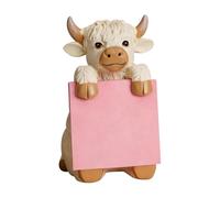 Cow Sticky Note Holder, Resin Desktop Note Pad Dispenser with 1 Super Sticky 100-Sheet Pad, Cute Animal Figurine Memo Holder for Home Office Desk Decor, Funny Stationery for Women Teacher