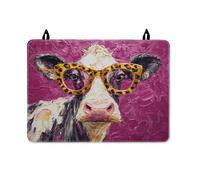 Cow Stove Top Cover for Electric Stove, Fanciful Funky Glasses Leopard Print None Peach Waterproof Cover for Glass Top Electric Cabin Kitchen Decor 28x20 Inch
