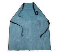 Cow Suede Leather Welding Apron Safety Bib Heat Resistant Fireproof Labor Protective Clothing(Blu)