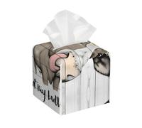 Cow Sunflower Farmhouse Print Leather Tissue Box Cover - Foldable Organizer Holder - Easy Storage & Decorative Tissue Box Cover