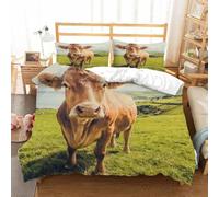 Cow Super King Size Duvet Cover Sets Farm Animals Bedding Set, 3D Print Ultra Soft Microfiber Quilt Cover 260x220cm Comforter Covers with Zippe and 2 Pillowcases B-930