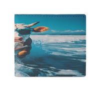 Cow Surfing with Glasses Leather Wallet with 2 Cash Compartments Slim Travel Wallets Credit Card Holder Minimalist Coin Pocket
