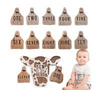 Cow Tags Month Milestone - Rustic Baby Age Markers, Farm Animal Memory Set | 13 Piece Keepsake Collection for Photo Props, Nursery, Monthly Growth Tracking Moments