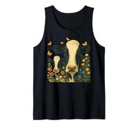 Cow Tee Women Wildflowers Butterfly Cottagecore Farming Life Tank Top