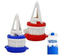 Cow-Themed Milk Pourer Set, 2-Pack Beverage Spout, Leak-Proof Lid, Food Grade Diverter for Easy Pouring from Paper Cartons and Boxes, Handy Kitchen Tool for Juice, Milk, Cream