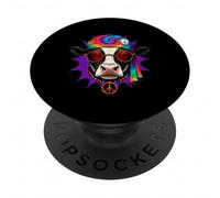 Cow Tie Dye Hippie Retro Vintage Peace Festivals Music PopSockets Adhesive PopGrip