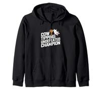 Cow Tipping Undefeated Champion Funny Rural Prankster Zip Hoodie