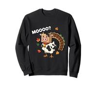 Cow Turkey Fall Leaves Funny Moo Cow Thanksgiving Day Sweatshirt