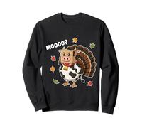 Cow Turkey Fall Leaves Funny Moo Cow Thanksgiving Day Sweatshirt
