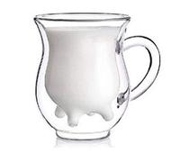 COW Udder Shape Double Walled Clear Glass Milk Coffee Tea Mug Cup Handle Reading For Women 2.5+ (Clear, One Size)