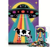 Cow Ufo 1000 Pieces Jigsaw Puzzles for Teenagers Recall Boost, Clean Cut, Real Challenge, Table Accent (38x52cm)