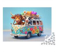 Cow Van Road Trip Jigsaws 1000 Pieces for Adults with No Two Pieces Alike Jigsaws 1000 Pieces for Brain Training And Stress Relief Toys for Adults 52x38cm/1000pcs