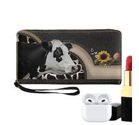 Cow Wallets for Women - Soft Leather Texture, Stylish Compact Purse, Trendy Card Holder , Cute Animal Print - Money Wallet for Women and Girls | Fashion Accessory for Daily, b, see