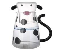 Cow Water Jug | Clear Water Pitcher & Mug, Night Set, Glass Carafe with Glass Cup, Cute Cow Glass Tea Pitcher, Kettle