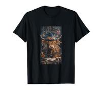 Cow Witch Flowers Astrology Boho Farmhouse Highland Rustic T-Shirt
