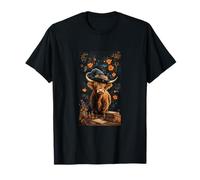 Cow Witch Flowers Astrology Boho Farmhouse Highland Rustic T-Shirt