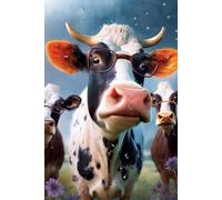 Cow with Glasses After The Rain Puzzles - Landscape Jigsaw Puzzle for Beginners, Each Piece is Unique, Best Gifts for Family_500pcs