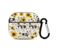 Cow with Sunflower Bluetooth Headset Cover Hard Shell Earbuds Case Protective Cover Compatible with Airpods 3