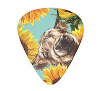 Cow with Sunflowers in Blue Guitar Picks 12 Pcs Classical Triangle Guitar Plectrums Includes Thin, Medium & Heavy Gauges 3 Sizes for Bass Electric Acoustic Guitars Ukulele with Organizer Storage Box