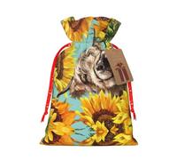 Cow With Sunflowers In Blue Printed Drawstring Gift Bags,Various Sizes, Bulk Plastic Packaging Bags