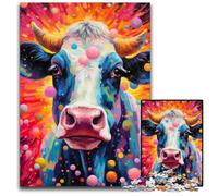 Cow With The Circle 1000 Piece Jigsaw cardboard Jigsaw Puzzles for Adults Relax & Challenge, Colorful Home Decor Art, for Friends 26X38CM/10.23x14.96inch