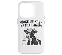 Cow Woke Up Sexy As Hell Again Funny Coffee Case for iPhone 14 Pro