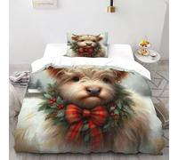 Cow Wreath Bedding Set 3D Design Animal Theme Wildlife Duvet Cover Set Chic Breathable Comforter Cover Suitable for Family,couple,children Pillowcase Single（135x200cm）