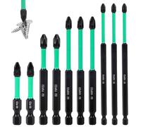 COWANIEE 10 Pcs Impact Driver Bits Set, High Magnetic Screwdriver Drill Bit Set 150mm 100mm 75mm 50mm, S2 Steel Long PZ2 Bits
