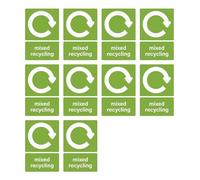 COWANIEE 10 Pcs Mixed Recycling Sticker, 100×150mm General Waste Stickers for Bins, Removable Waterproof Self Adhesive Bin Stickers