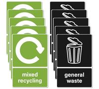 COWANIEE 10 PCS Recycling Stickers for Bins, Self Adhesive Bin Stickers for Outdoor Kitchen, 150mm X 100mm