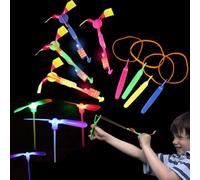COWANIEE 20 PCS LED Helicopter Catapult, Light Up Helicopter Slingshot, Sky Shooter for Outdoor Game