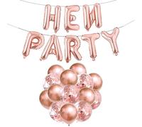 COWANIEE 22PCS Rose Golden Hen Party Balloons Dercration, 1 Set Hen Party Letter and 8 Metals 6 Sequins 12 Inch Balloons for Bridal Shower Decoration