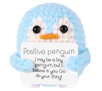 COWANIEE Cute Handmade Emotional Support Gifts, 2.2 Inch Knitted Positive Penguin for Family Friends Encouragement Home Decoration