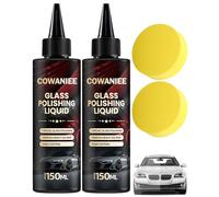 COWANIEE D1 Glass Polishing Liquid, 2 Pcs 150ml Glass Scratch Remover with 2 Round Sponges for Most Cars