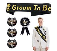 COWANIEE Stag Do Accessories Men, Black Gold Hen Do Sash Set, Groom to Be Decorations for Men