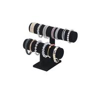 Coward 2 Tier Bracelet Holder Jewelry Display Stand, Necklace Bangle Bracelet Watch Organizer Storage Rack, Jewelry Show Tower for Women (Black Velvet)