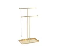 Coward 2 Tier Necklace Stand, Aesthetic Necklace Jewelry Holder, Home Decor Necklace Organizer Stand, Metal Necklace Bracelet Display Rack for Men Women (Gold)
