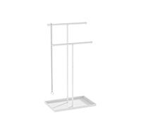 Coward 2 Tier Necklace Stand, Aesthetic Necklace Jewelry Holder, Home Decor Necklace Organizer Stand, Metal Necklace Bracelet Display Rack for Men Women (White)