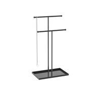 Coward 2 Tier Necklace Stand, Aesthetic Necklace Jewelry Holder, Home Decor Necklace Organizer Stand, Metal Necklace Bracelet Display Rack for Men Women (Black)