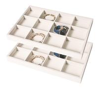 Coward 2PC Stackable 12 Grids Jewelry Organizer Tray Bracelet Display Stand for Selling Velvet Necklace Holder Earring Box Storage (12grid+12grid)