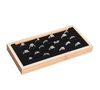 Coward Bamboo Ring Display Holder Jewelry Storage Tray Organizer Ring Stand For Show(Black)