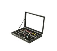 Coward Earring Organizer Tray Box, Black Velvet Earring Jewelry Display Storage Tray Case with Transparent Glass Lid for Home Drawer or Shop Selling