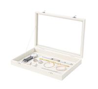 Coward Jewelry Organizer Box, Beige Velvet Blank Display Tray Case with Lid for Storage Necklaces Bracelets Rings Beads and Jewelry Accessories