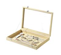 Coward Jewelry Organizer Box, Yellow Linen Blank Display Tray Case with Lid for Storage Necklaces Bracelets Rings Beads and Jewelry Accessories
