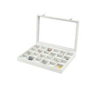 Coward Jewelry Organizer Tray Box, 24 Grids Ring Earring Chain Bracelet Necklace Jewelry Bead Display Holder Tray Case with Transparent Glass Lid for Home Drawer or Shop Selling